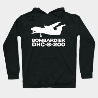 Bombardier Dash 8-200 Silhouette Print (White) Hoodie